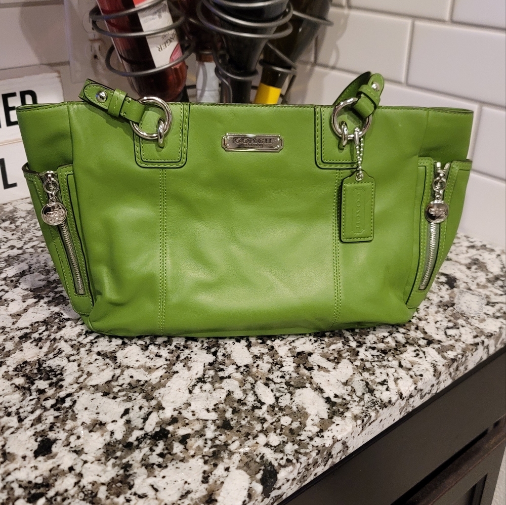 Midsized Coach Olive Green Tote